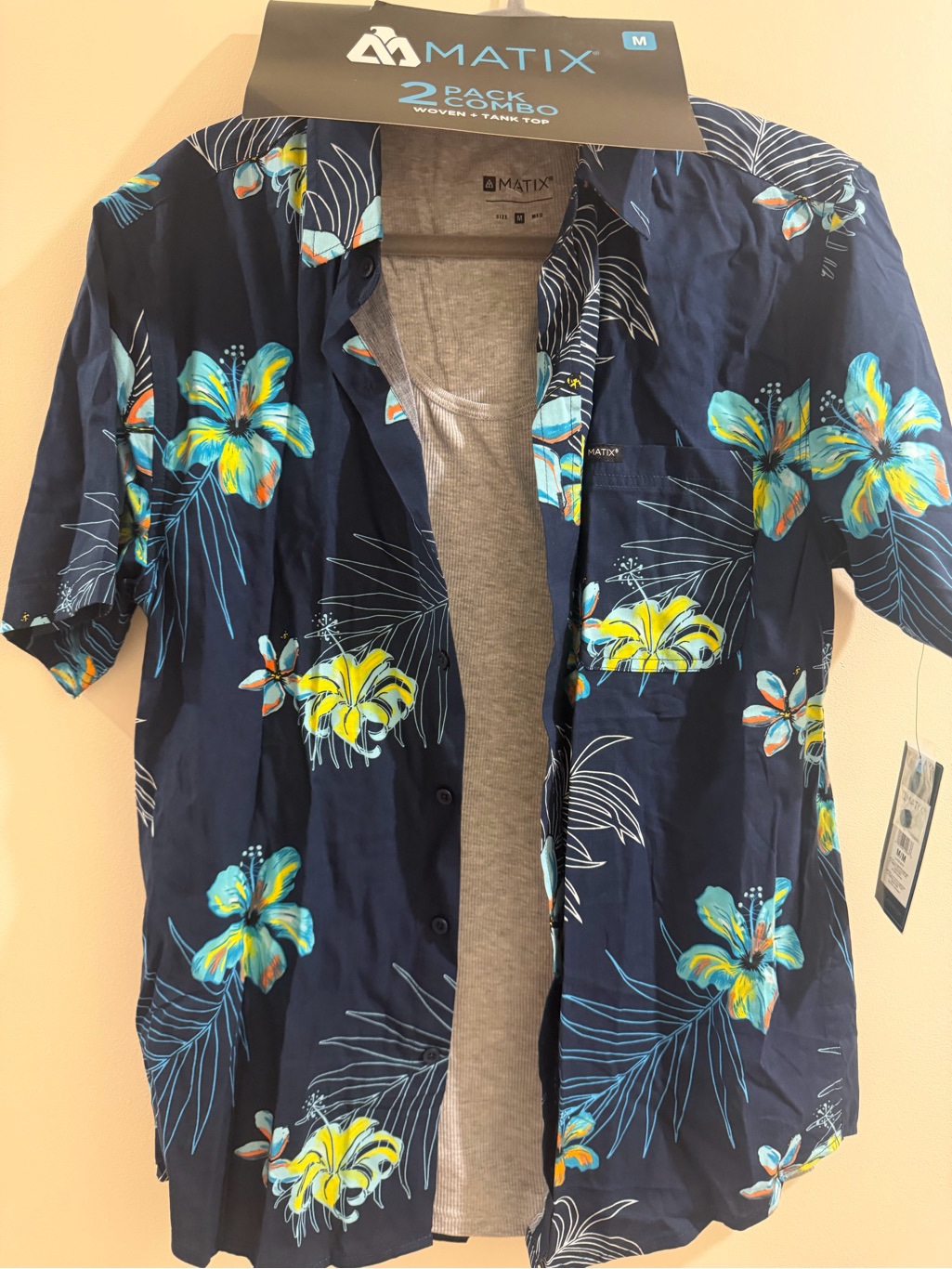 Matix Navy Floral Short Sleeve Button-Down Shirt